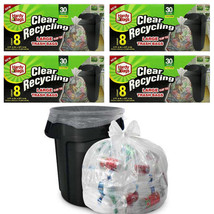 32Ct Clear 30 Gallon Recycling Large Trash Bags Garbage Disposable Heavy... - $40.99