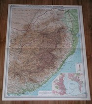 1922 Original Vintage Map Of Transvaal South Africa Durban Johannesburg - £21.57 GBP