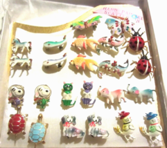 Vintage Hand painted  Scatter Pins -cats-retro birds- snoopy-kissing fish - £46.37 GBP