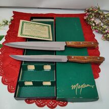 Vintage Maxam Steel Kitchen Knife Set 2 Pieces Wood Handle French Carvin... - $22.98
