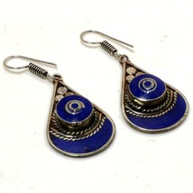 Lapis Lazuli Handmade Ethnic Tribal Drop/Dangle Earrings Nepalese 2.30&quot; ... - $5.99