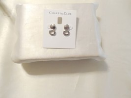 Charter Club Silver Tone 3/4&quot; Hammered Metal Drop Stud Earrings L702 $29 - £10.53 GBP