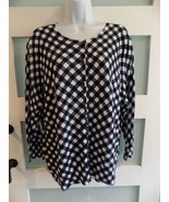 G.H. Bass &amp; Co. Blue Plaid 3/4 Sleeve Button Down Cardigan Sweater Size ... - €51,91 EUR