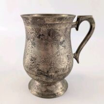 Engraved Saudi Arabia Crest Decorative Metal Tankard Mug 5″ Floral Motif - $25.78 CAD