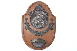 Antique French Sterling repousse Holy water font on wood - £282.59 GBP