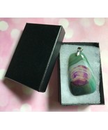 Necklace, Teardrop-shaped agate pendant features, Silver-plated chain - $29.65