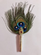 Argento 925 Lord Krishna LADDU GOPAL Ventaglio Pankha Pankhi Piume di... - $25.83 CAD