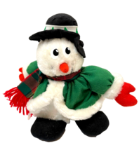 Vintage Christmas Snowman Plush Decoration Stuffed Standing 9&quot; - £9.81 GBP