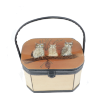 Vtg 70s Mid Century Modern MCM Wood Leather Handle Owl Vanity Case Makeu... - $2,761.09 MXN Vtg 70s Mid Century Modern MCM Wood Leather Handle Owl Vanity Case Makeu... - $2,761.09 MXN