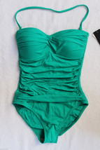 NWT La Blanca Sea Green Teal Ruched Convertible Halter Strapless Swim Suit 4 - £30.69 GBP