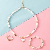 South Korea Children Sweet Jewelry Set Love Rice Bead Necklace Ring Bracelet 3 S - £17.71 GBP