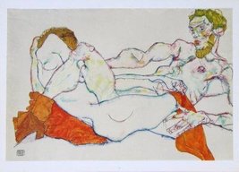Artebonito - Egon Schiele 36, Lithograph Entwined reclining couple - £257.03 GBP