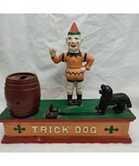 Vintage Trick Dog Cast Iron Mechanical Coin Bank 8&quot; - $44.54