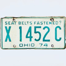 1974 United States Ohio Seat Belts Passenger License Plate X1452C - $16.82