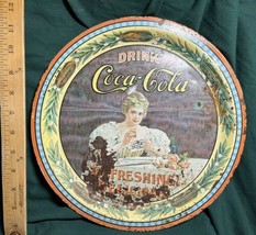 Vintage Metal Coca-Cola Round Serving Tray &quot;Refreshing! Delicious&quot; ~12 1/4&quot; - £7.98 GBP