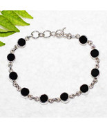 NATURAL BLACK TOURMALINE Gemstone Bracelet, Birthstone Bracelet, 925 Ste... - £36.93 GBP