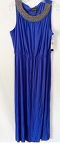 AB Studio Womens Studded Neck Tank Maxi Dress Cobalt Sleevless Blue Size Large - £12.14 GBP