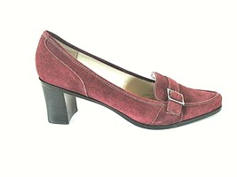 Calvin Klein Burgundy Suede Like Loafer Block Heels Shoes Womens 8.5 M (SW18)pm - £19.09 GBP