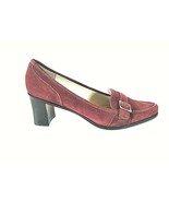 Calvin Klein Burgundy Suede Like Loafer Block Heels Shoes Womens 8.5 M (... - £18.77 GBP