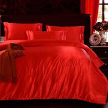 Red Scarlet Luxury Silk Bedding Set. Include Silk Duvet Cover, Silk Pillow Sham  - £63.15 GBP