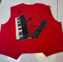 Vintage Handmade Puff Paint accordion music note red vest clown core uni... - $10.99