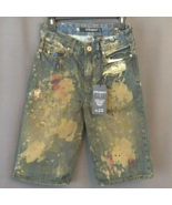 ROCAWEAR BLAK Men&#39;s Jean Shorts Denim Distressed Destroyed Straight Fit ... - $19.30