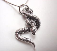 Coiled Snake 925 Sterling Silver Pendant with Authentic Looking Skin - £14.12 GBP