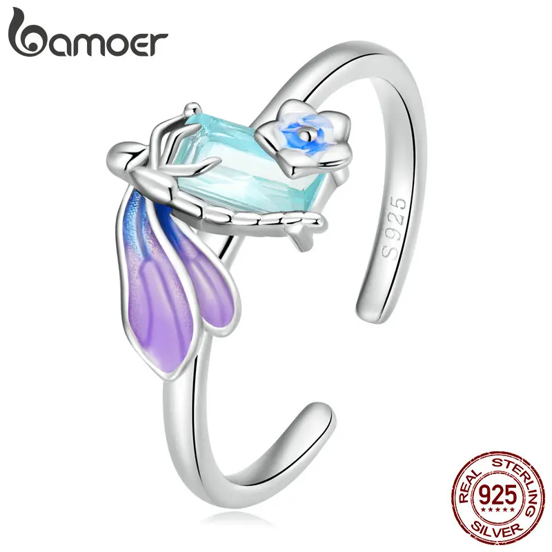 925 Sterling Silver Open Size Colorful Dragonfy Ring for Women Fine Jewelry Wedd - £21.27 GBP