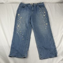 logo by lori goldstein embroidered Flower Daisy boyfriend fit jeans Sz 1... - $39.59