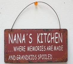 Rustic Red Nana&#39;s Kitchen Metal Antique Wisdom Hanging Sign Wall Décor - £7.47 GBP