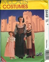 McCalls 8449 Girls Misses Medieval Gowns Dress Renaissance sewing pattern UNCUT - £4.59 GBP