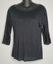 J. CREW Womens Black Light Weight Shirt Top Size Small 3/4 Sleeve Scoop ... - £7.91 GBP