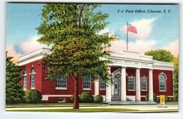 Post Office Building Cheraw South Carolina Linen Postcard Vintage Unused - £9.33 GBP