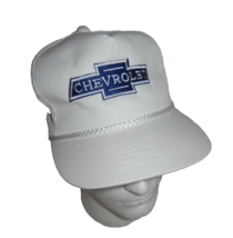 Vintage Chevrolet Logo Cap Hat Strapback Mr. Goodwrench White Chevy Baseball - £27.51 GBP