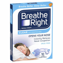 Breathe Right Clear Nasal Strips in a pack of 10, size Large - $80.53