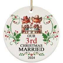 Our 3rd Years Christmas Married Ornament Gift 3 Anniversary &amp; Red Fox Couple - $14.80