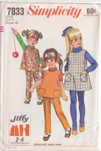 Simplicity Vintage Pattern 7833 Size 3 Girl’s Jumper, Top, Pants Uncut - £2.38 GBP