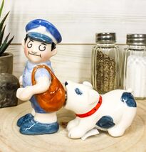 Ceramic Postman With Mail Thief Tramp Dog Salt And Pepper Shakers Figuri... - $16.99