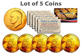 Bicentennial 1976 Eisenhower IKE Dollar Coin 24K GOLD PLATED w/Capsules ... - $28.01