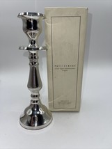 Pottery Barn Silver Pillar/Taper Candle Holder  9” Bougeoir New - £14.55 GBP
