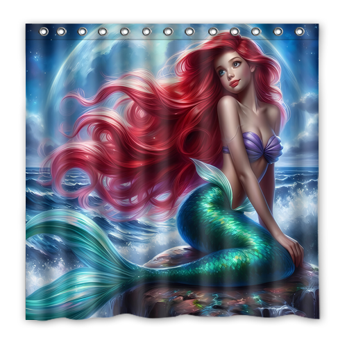 Hot!!! The Little Mermaid Custom Waterproof Polyester Shower Curtain 4 Size Item image 10