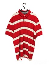 Tommy Hilfiger Mens Red White Striped Short Sleeved Polo Shirt Chest Logo XXL - £18.11 GBP