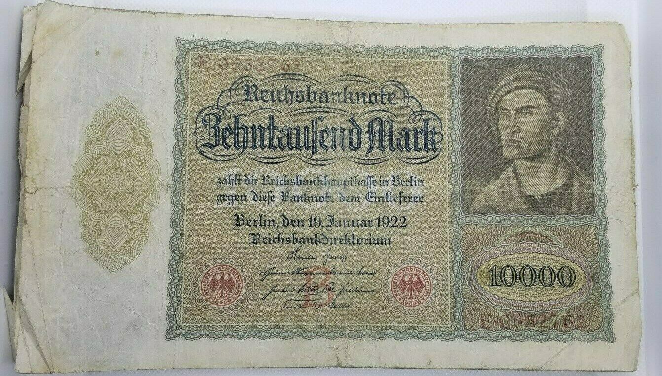 Germania Lotto di 10 Banconote 10 000 Segno 1922 Molto Raro Circolate No Reserve - £43.87 GBP