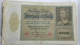 Germania Lotto di 10 Banconote 10 000 Segno 1922 Molto Raro Circolate No... - $55.80