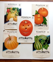Lot Of 5 Vintage Halloween JOL Gourds Pumpkins Seed Packets EMPTY Jack O Lantern - £25.52 GBP