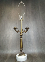 L&amp;L Loevsky Brass Candelabra Table Lamp 30&quot; Marble Base Hollywood Regenc... - $168.29