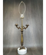 L&amp;L Loevsky Brass Candelabra Table Lamp 30&quot; Marble Base Hollywood Regenc... - $168.29