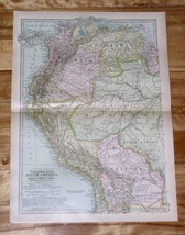 1914 Antique Dated Map Of Colombia Ecuador Peru Venezuela / South America - £12.08 GBP