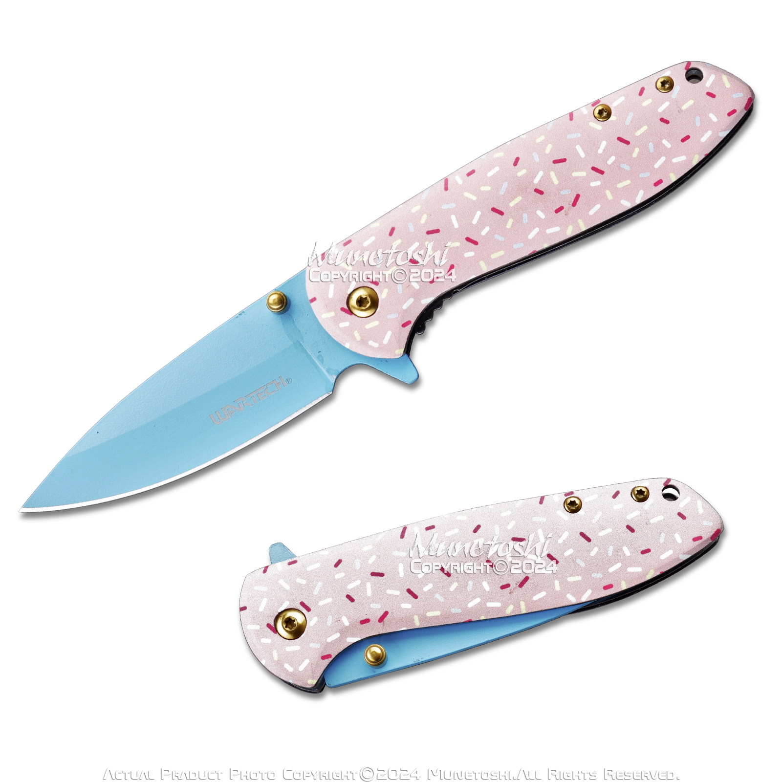7.5” Donut Sprinkle Folding Pocket Knife Spring Assisted Blade Steel Pin... - $12.98