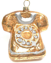 Silver Tree  NWT Golden Dial Telephone Glass Christmas Ornament  Gold 3 in - £9.88 GBP
